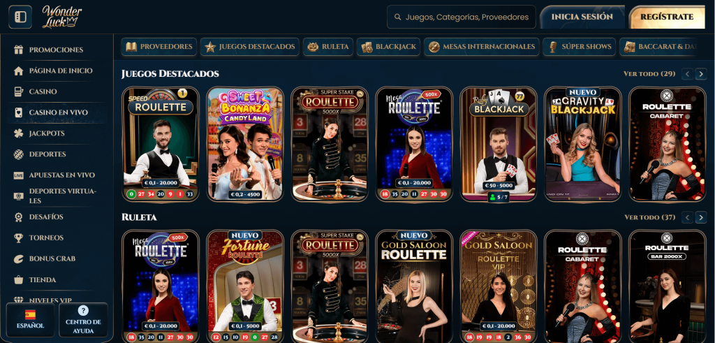 wonderluck casino live
