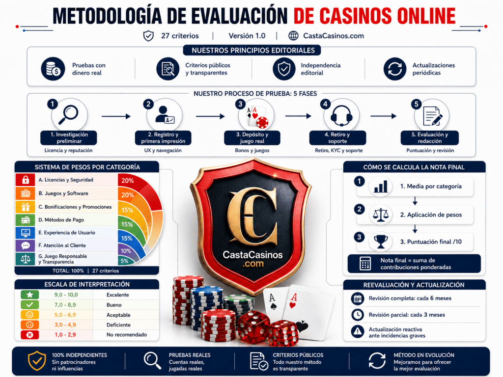 Metodología de evaluación de casinos online